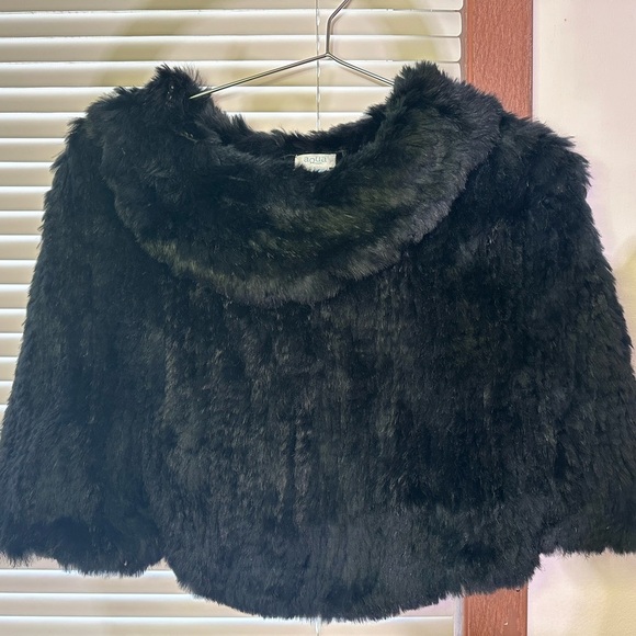 Bloomingdale’s black rabbit fur capelet